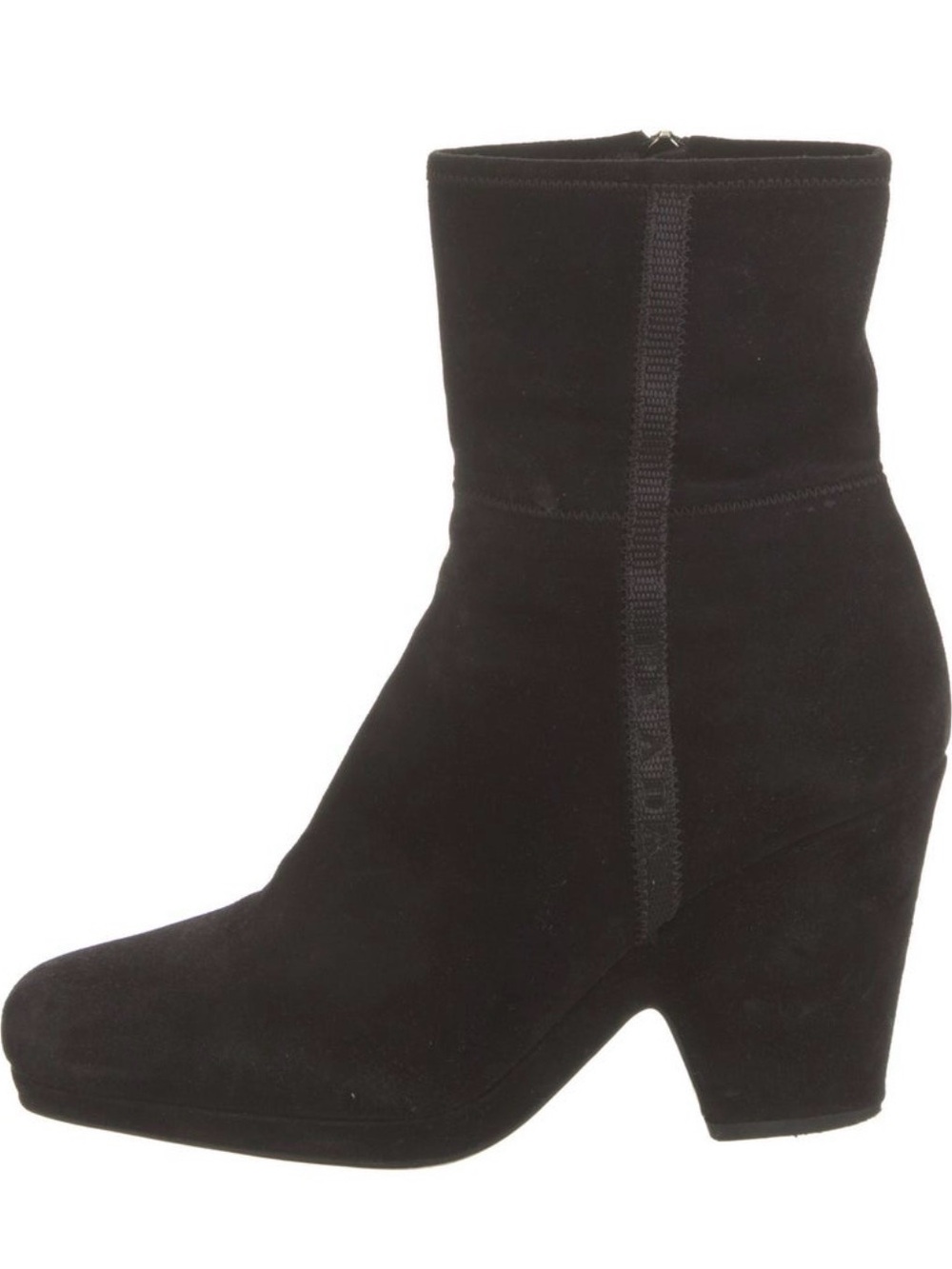 Prada Black Suede Ankle Boot with Chunky Heel